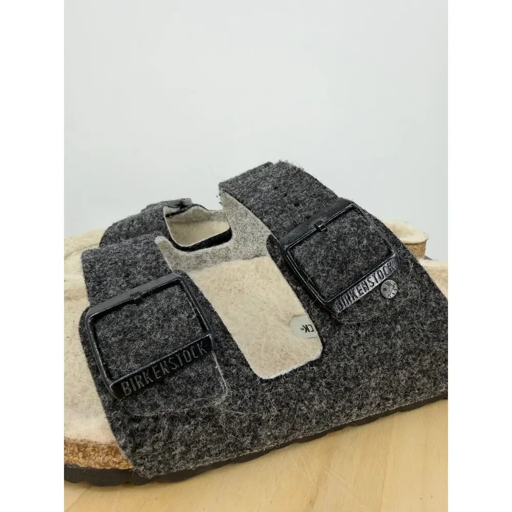 Birkenstock Arizona Rivet Wool Felt Doubleface Gray Sandals Mens 9 Ladies 11